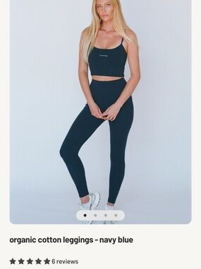 High-Rise Navy Blue Organic Cotton Leggings by